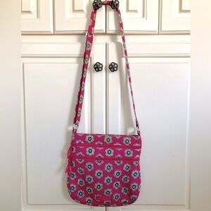 Vera Bradley Pink Floral Fabric Crossbody Shoulder Bag
